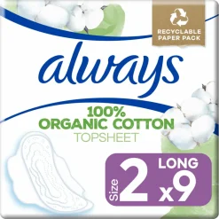 Always Maandverband Bio Cotton Protection Ultra Long met Vleugels 9 stuks