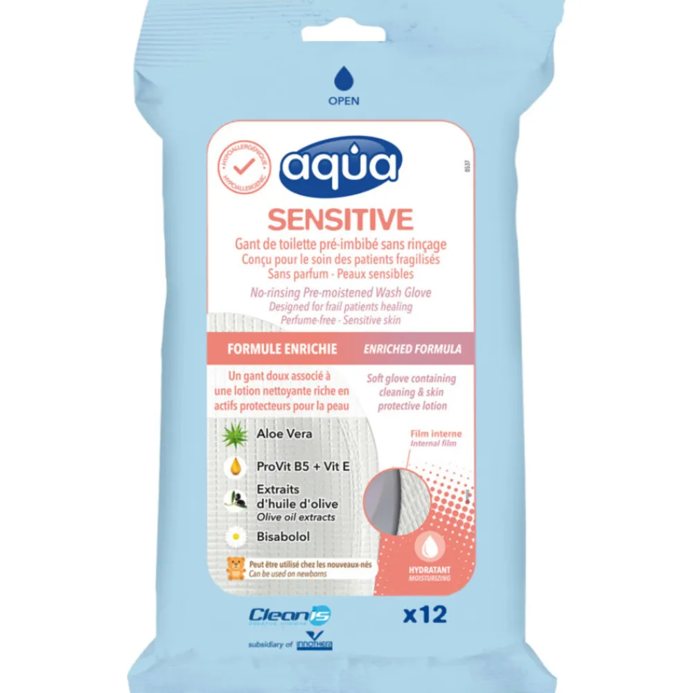 Aqua Washandjes Sensitive 12 stuks