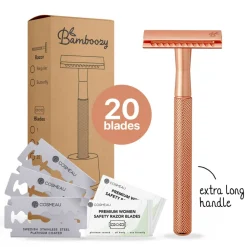 Heren Bamboozy Safety Razor + 20 Mesjes Rosé Goud 1 set