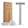 Heren Bamboozy Safety Razor + 20 Mesjes Zilver Mat 1 set