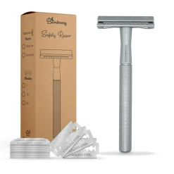 Heren Bamboozy Safety Razor + 20 Mesjes Zilver Mat 1 set