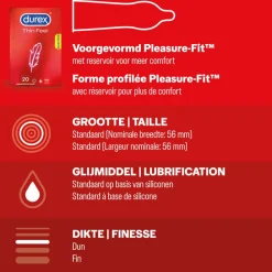 Durex - Classic Natural Condooms 20 stuks, Thin Feel Condooms 20 stuks & Nude No Latex 20 stuks - Pakket