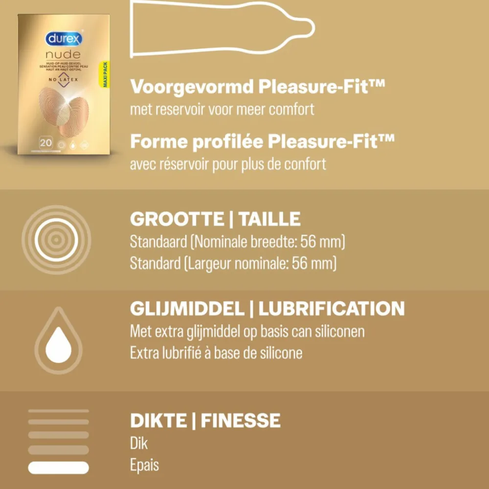 Durex - Classic Natural Condooms 20 stuks, Thin Feel Condooms 20 stuks & Nude No Latex 20 stuks - Pakket