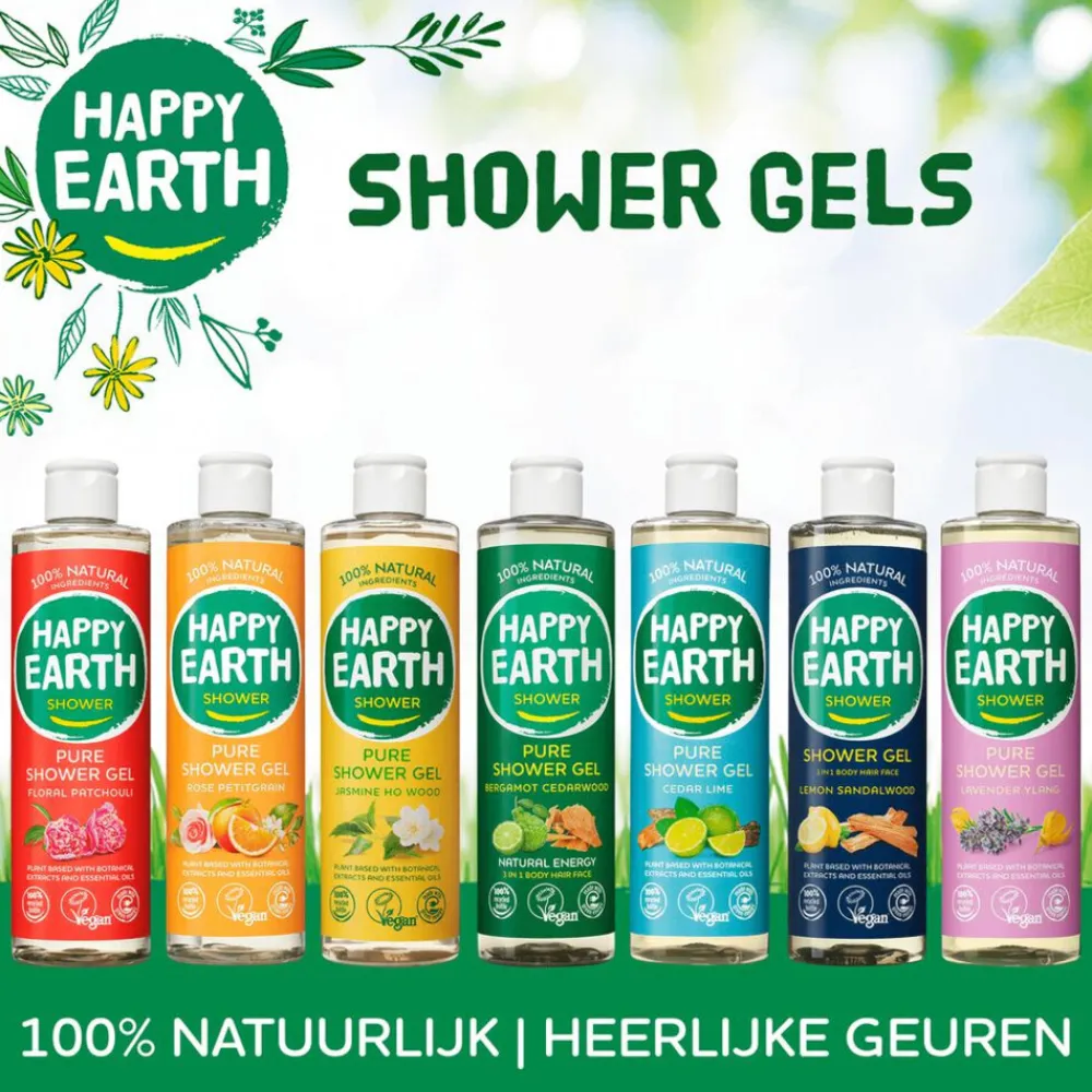 Happy Earth 100% Natuurlijke Douchegel Lemon Sandalwood 300 ml