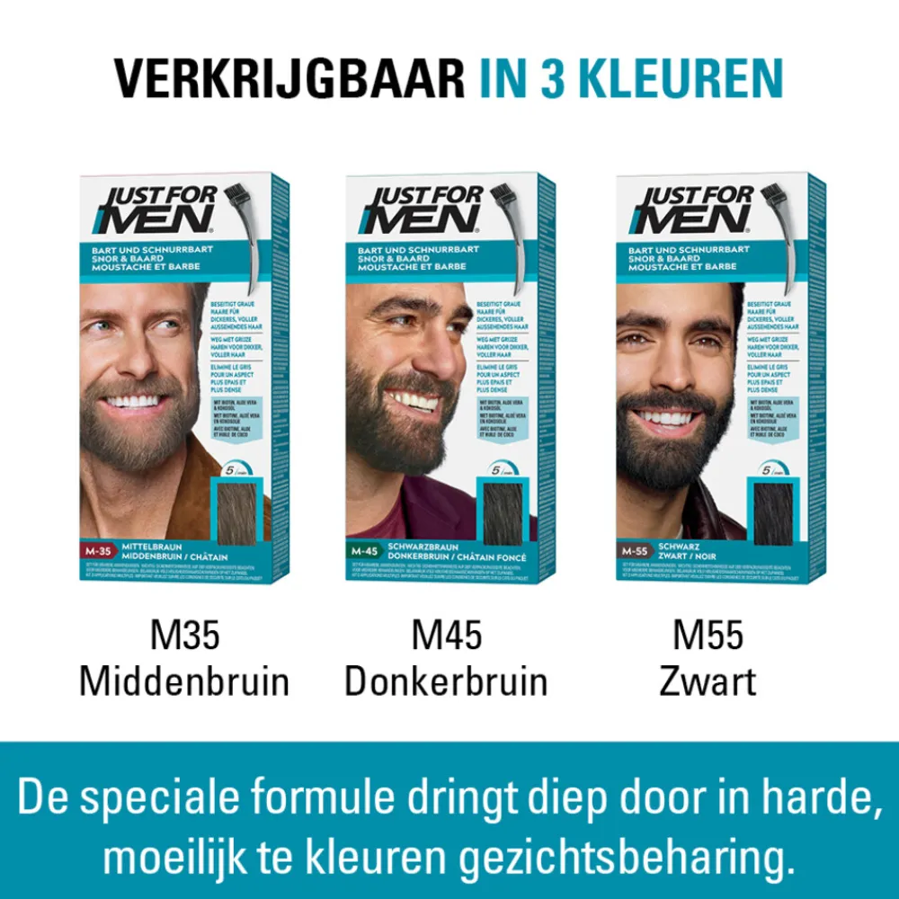 Just for Men Snor en Baard Zwart M55 1 set