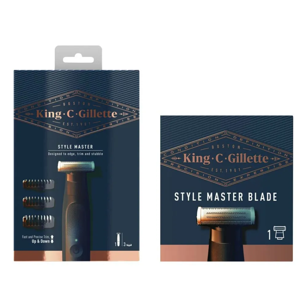 Heren King C. Gillette Style Master Stoppelbaardtrimmer + Refill Pakket