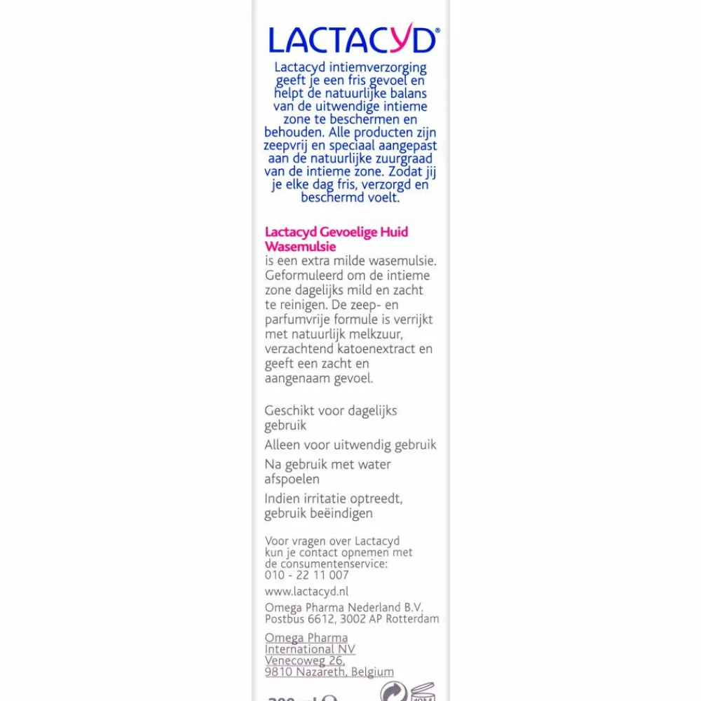 Lactacyd Wasemulsie Gevoelige Huid 200 ml