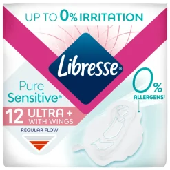 Libresse Pure Sensitive Ultra+ Maandverband met vleugels 12 stuks