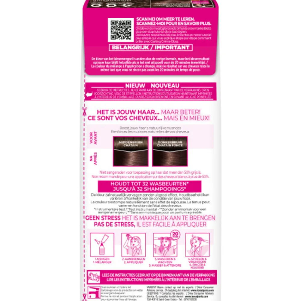 LOréal L'Oréal Casting Crème Gloss Semi-Permanente Haarkleuring 400 Middenbruin