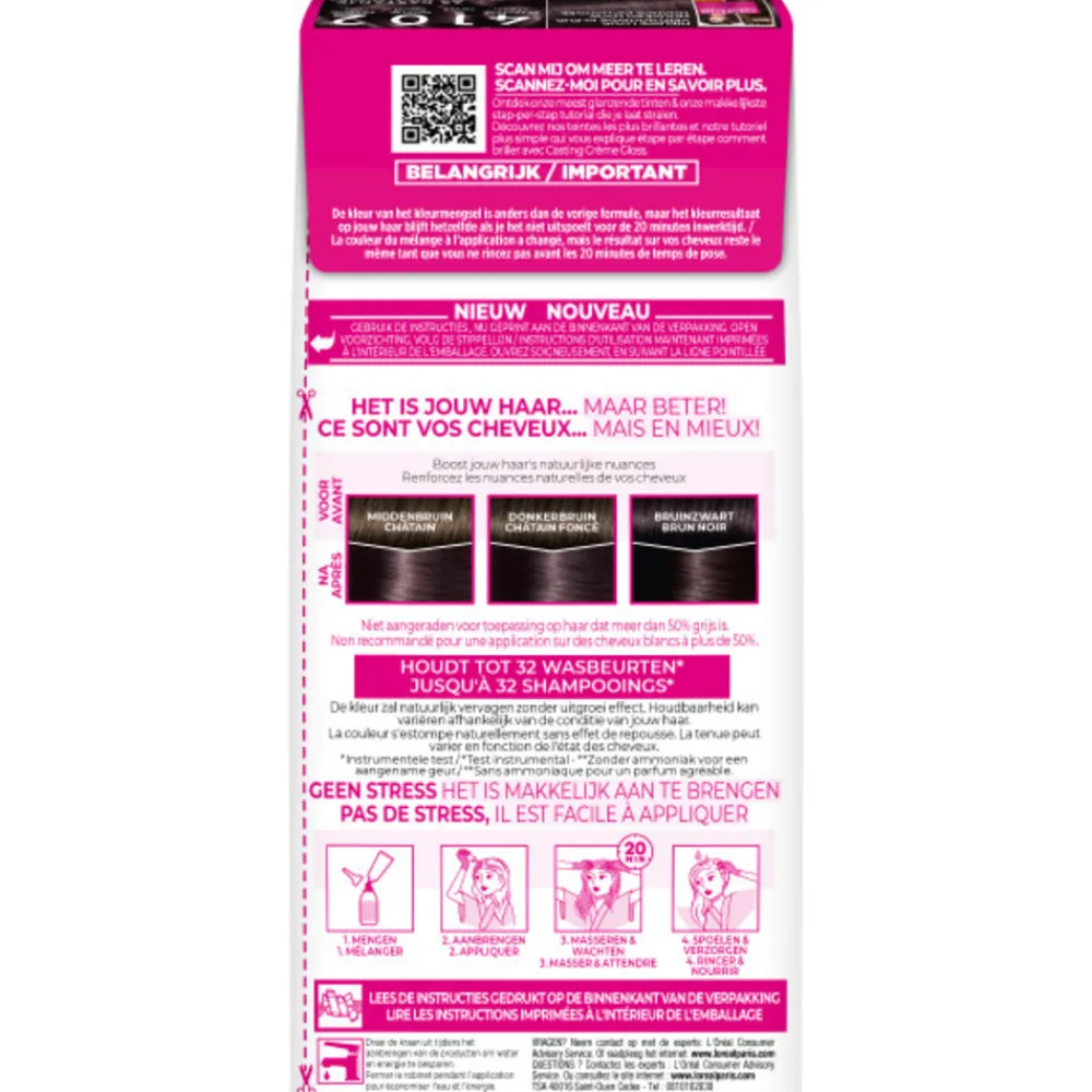 LOréal L'Oréal Casting Crème Gloss Semi-Permanente Haarkleuring 4102 Parelmoer Kastanjebruin