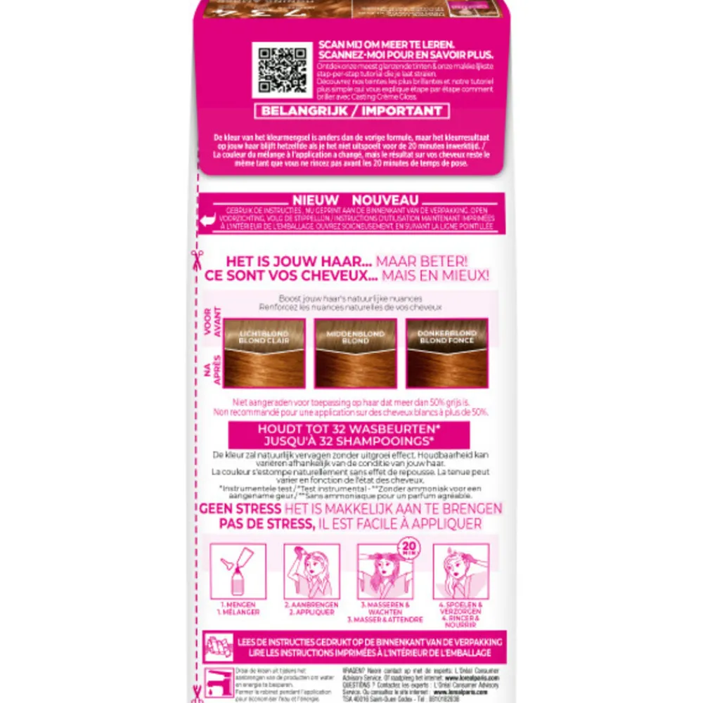 LOréal L'Oréal Casting Crème Gloss Semi-Permanente Haarkleuring 734 Midden Goud Koperblond