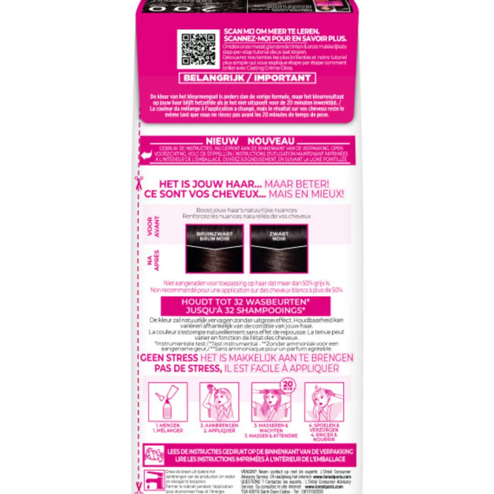 LOréal L'Oréal Casting Crème Gloss Semi-Permanente Haarkleuring 200 Zeer Donkerbruin