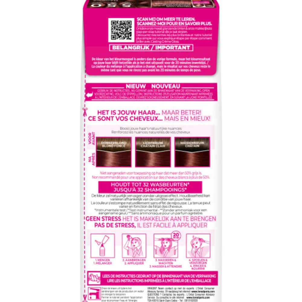 LOréal L'Oréal Casting Crème Gloss Semi-Permanente Haarkleuring 550 Licht Mahoniebruin