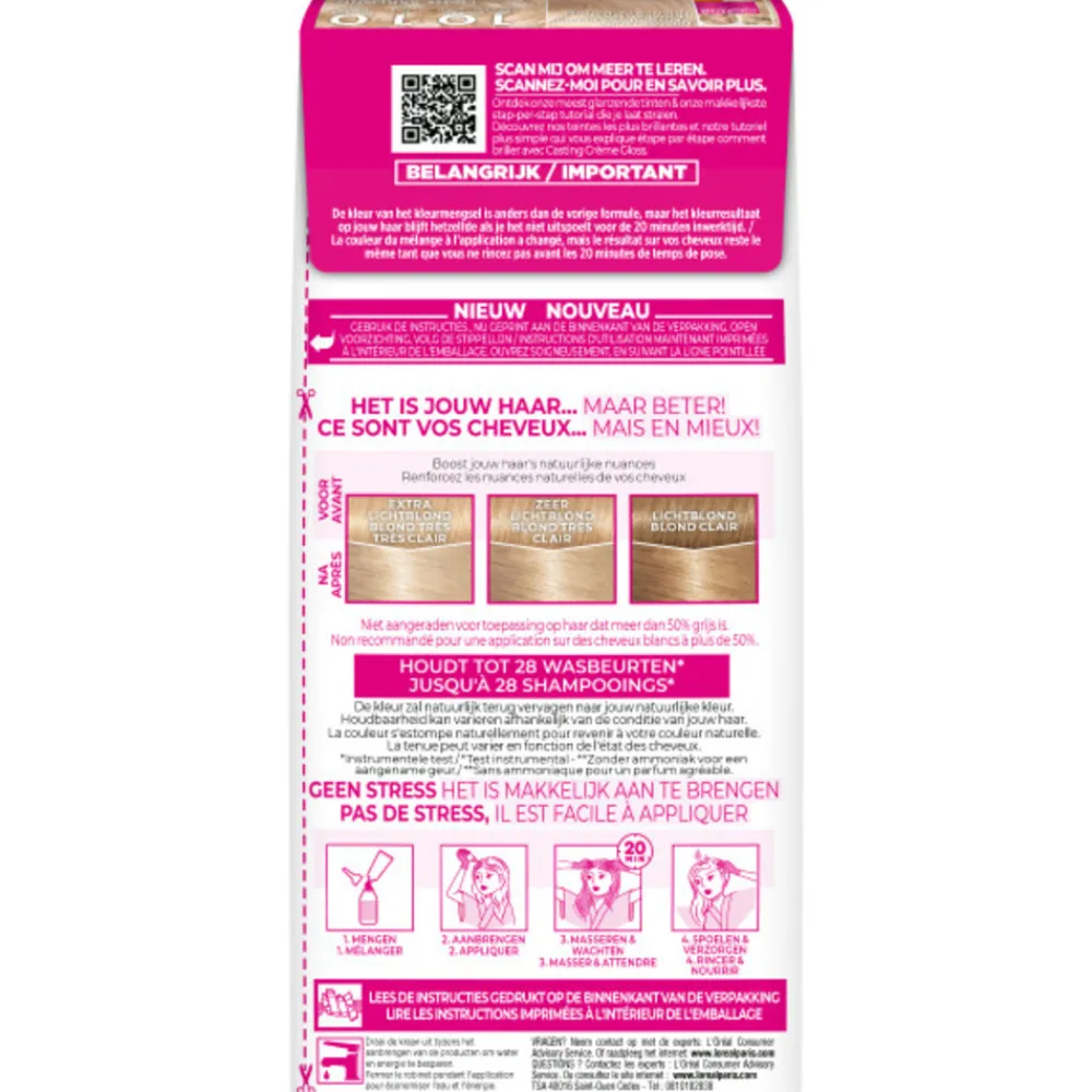 LOréal L'Oréal Casting Crème Gloss Semi-Permanente Haarkleuring 1010 Extra Licht Asblond