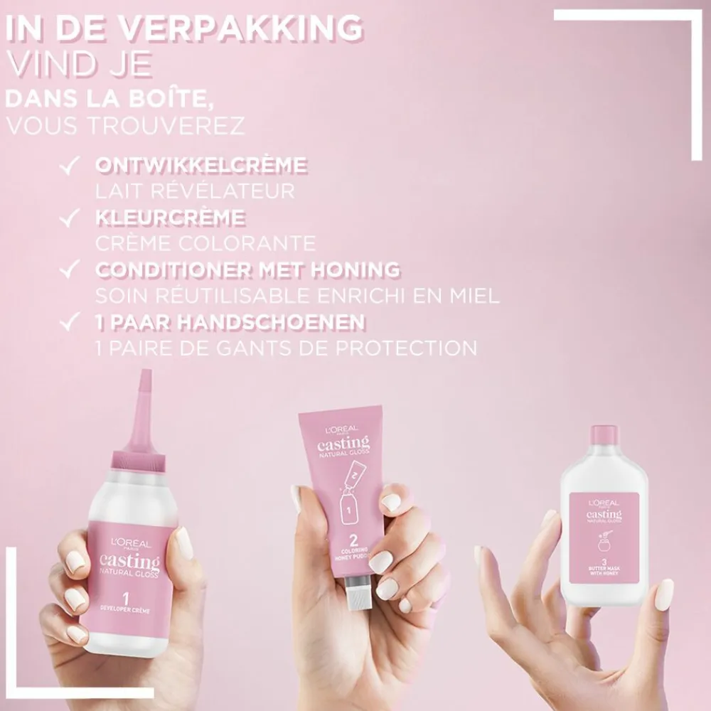 LOréal L'Oréal Casting Natural Gloss Semi-Permanente Haarkleuring 423 Kastanje Middenbruin