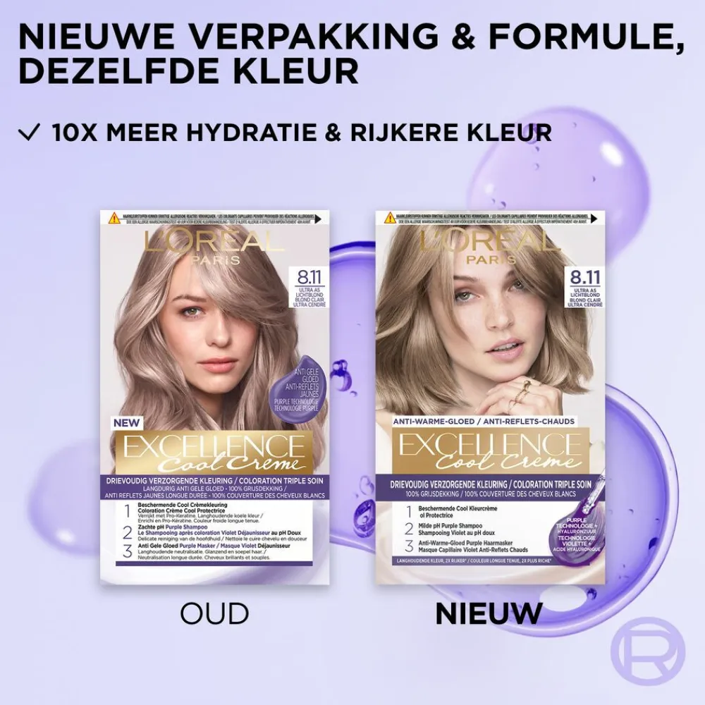 LOréal L'Oréal Excellence Cool Crème Permanente Crèmekleuring 8.11 - Ultra As Lichtblond