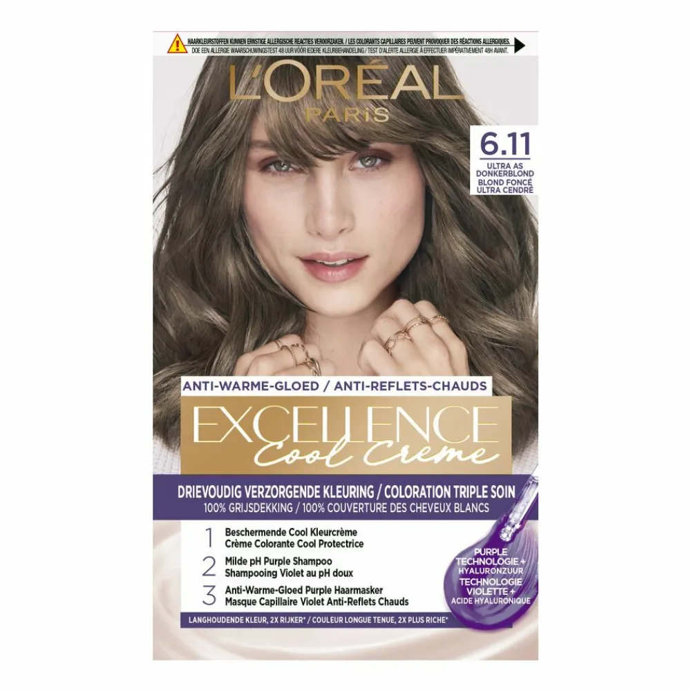 LOréal L'Oréal Excellence Cool Crème Permanente Crèmekleuring 6.11 - Ultra As Donkerblond