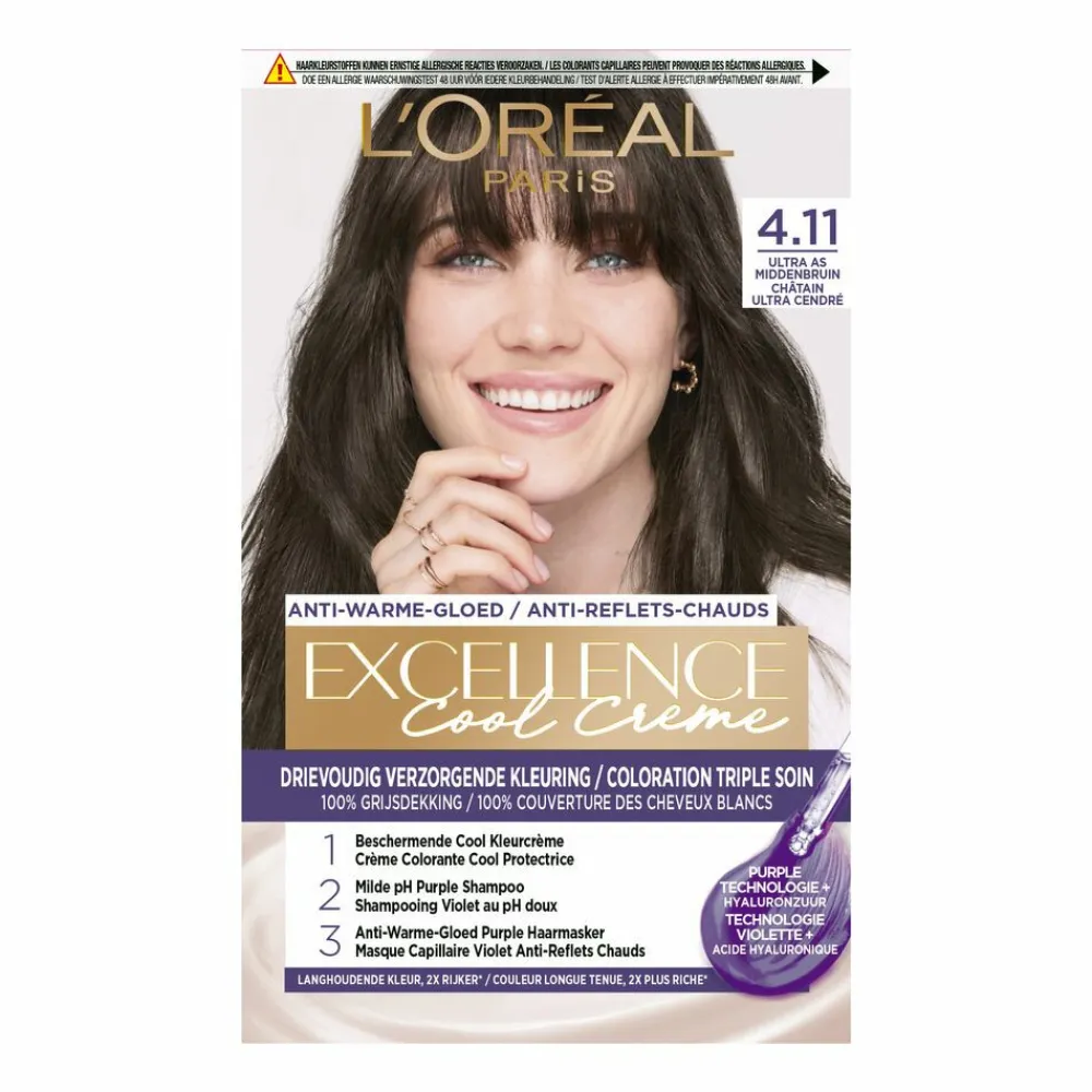 LOréal L'Oréal Excellence Cool Crème Permanente Crèmekleuring 4.11 - Ultra As Middenbruin