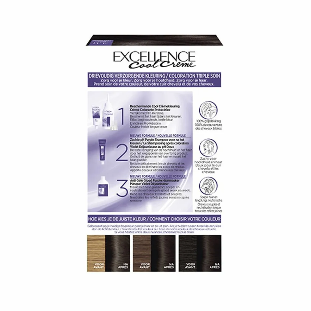 LOréal L'Oréal Excellence Cool Crème Permanente Crèmekleuring 4.11 - Ultra As Middenbruin