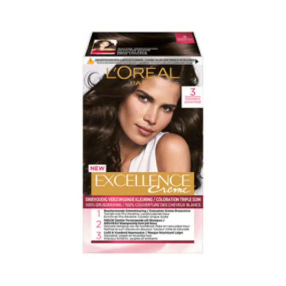 LOréal L'Oréal Excellence Crèmekleuring 3 Donkerbruin 1x & Magic Retouch Uitgroeispray Bruin 1x 75 ml Pakket