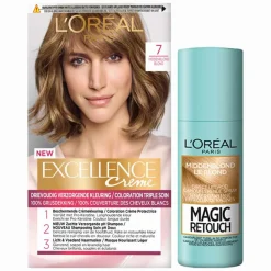 LOréal L'Oréal Excellence Crèmekleuring 7 Middenblond 1x & Magic Retouch Uitgroeispray Middenblond 1x 75 m Pakket