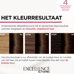 LOréal L'Oréal Excellence Crème Permanente Crèmekleuring 4 Middenbruin