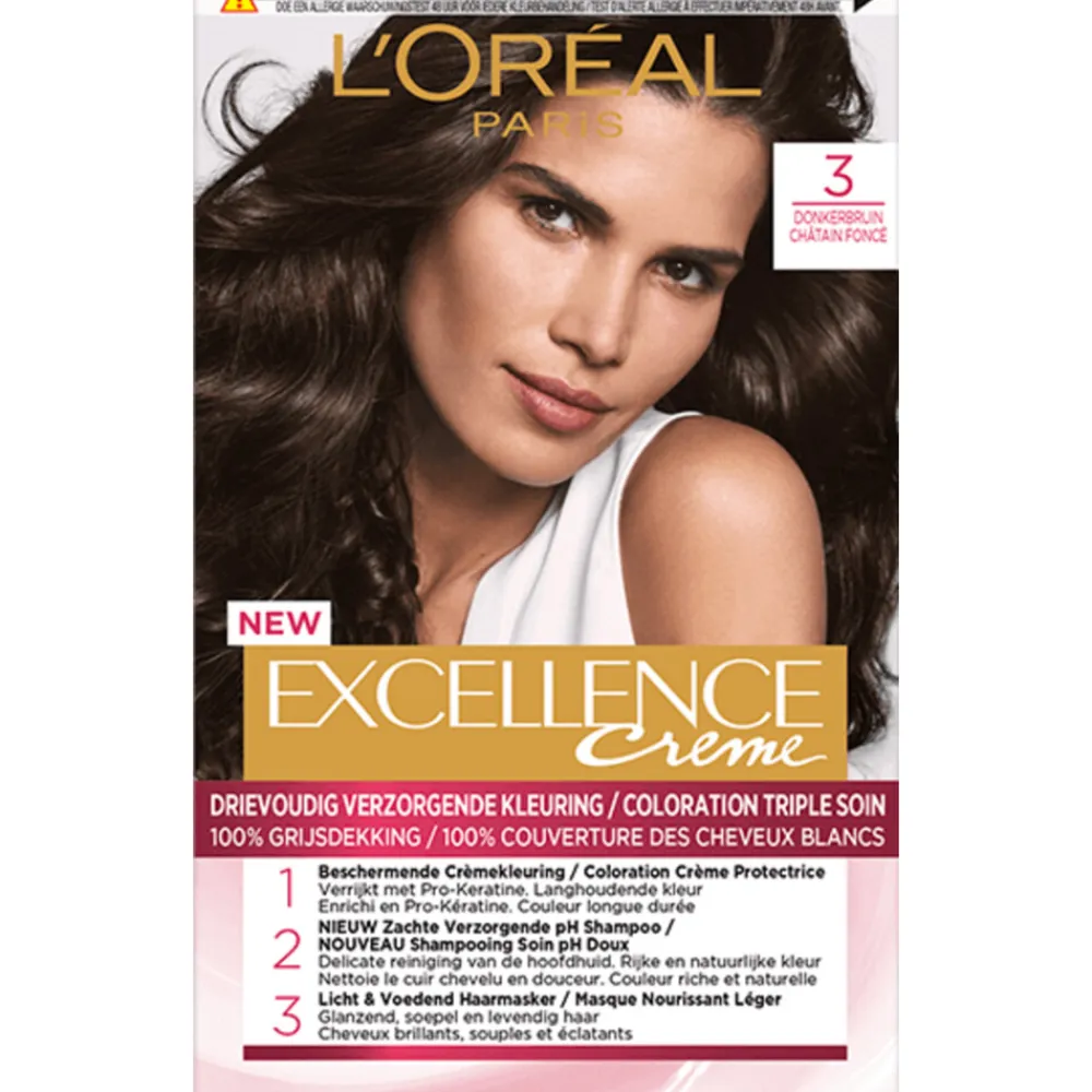 LOréal L'Oréal Excellence Crème Permanente Crèmekleuring 3 Donkerbruin
