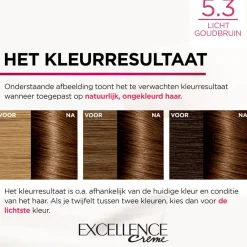 LOréal L'Oréal Excellence Crème Permanente Crèmekleuring 5.3 Licht Goudbruin