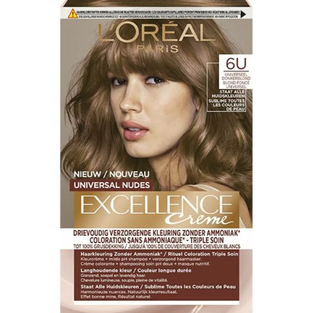 LOréal L'Oréal Excellence Crème Universal Nudes Permanente Haarkleuring 6U Universeel Donkerblond
