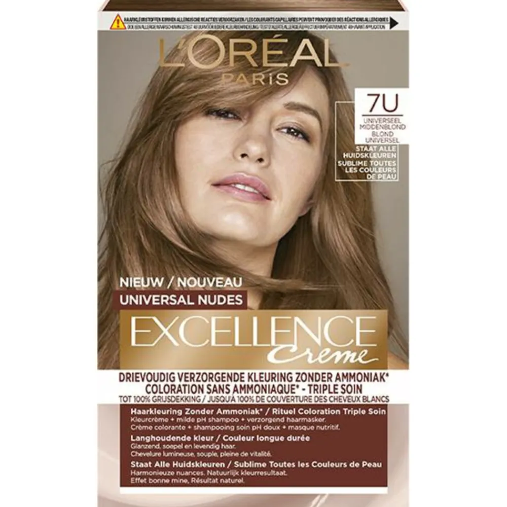 LOréal L'Oréal Excellence Crème Universal Nudes Permanente Haarkleuring 7U Universeel Middenblond