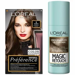LOréal L'Oréal Preference Haarkleuring 04 Tahiti - Middenbruin + Magic Retouch Uitgroeispray Middenbruin 75 ml Pakket