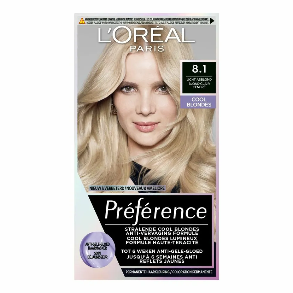 LOréal L'Oréal Préférence Cool Blondes Permanente Haarkleuring 8.1 Licht Asblond