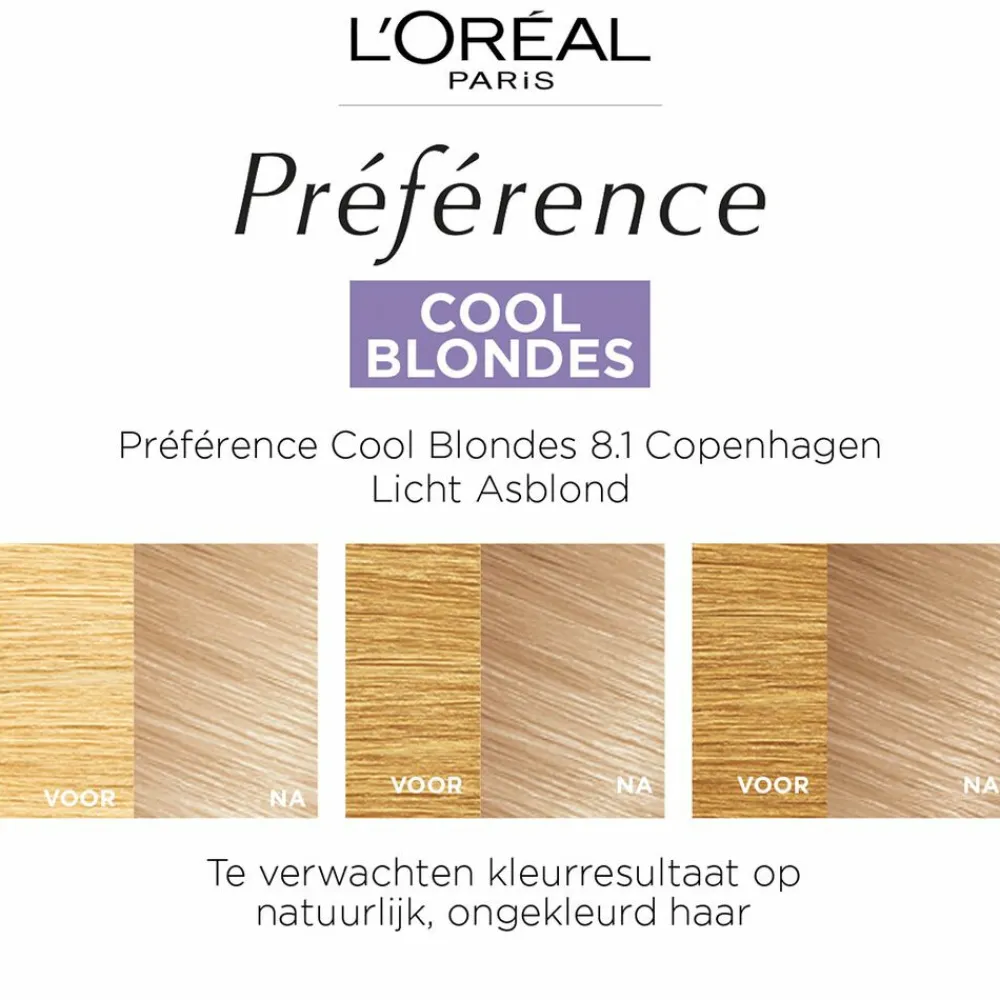 LOréal L'Oréal Préférence Cool Blondes Permanente Haarkleuring 8.1 Licht Asblond