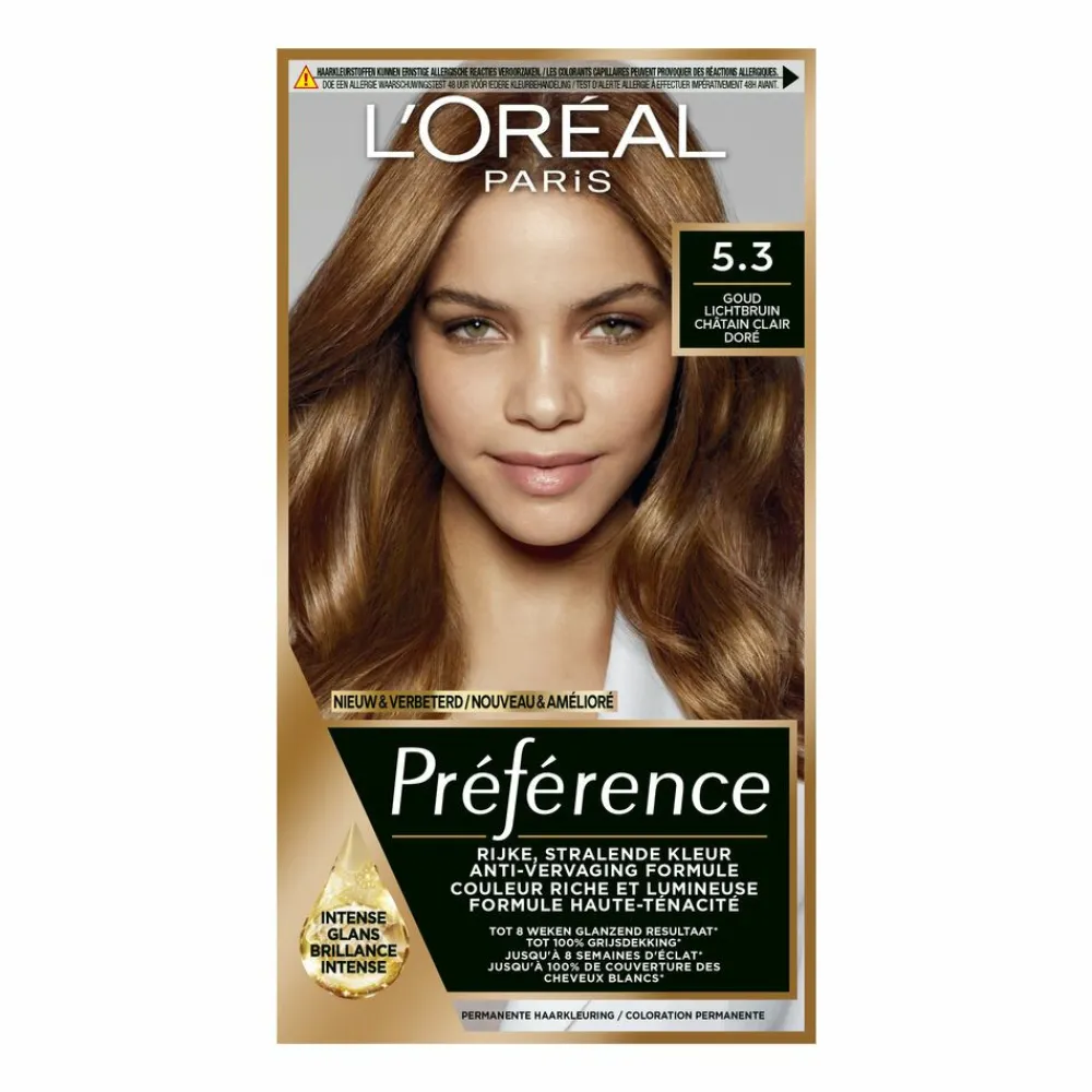 LOréal L'Oréal Préférence Permanente Haarkleuring 5.3 Licht Goudbruin