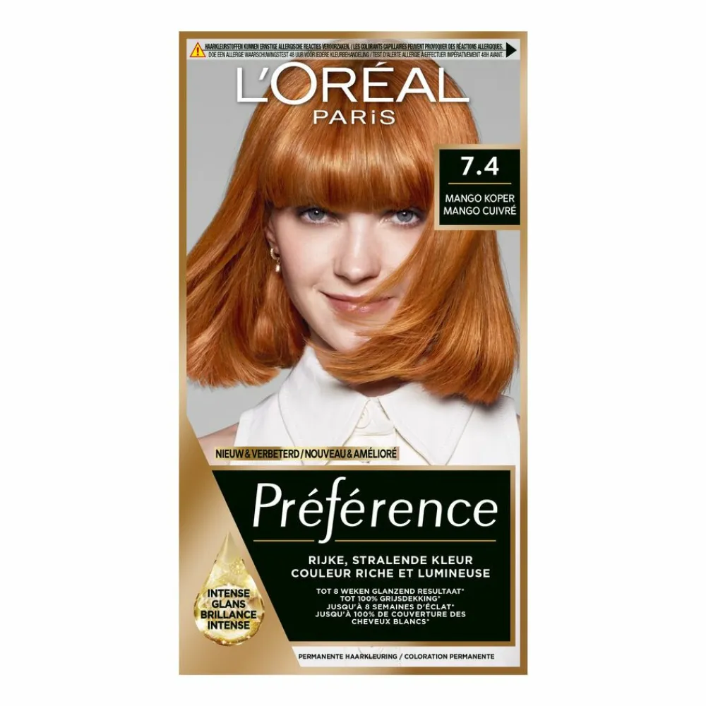 LOréal L'Oréal Préférence Permanente Haarkleuring 7.4 Mango Koper