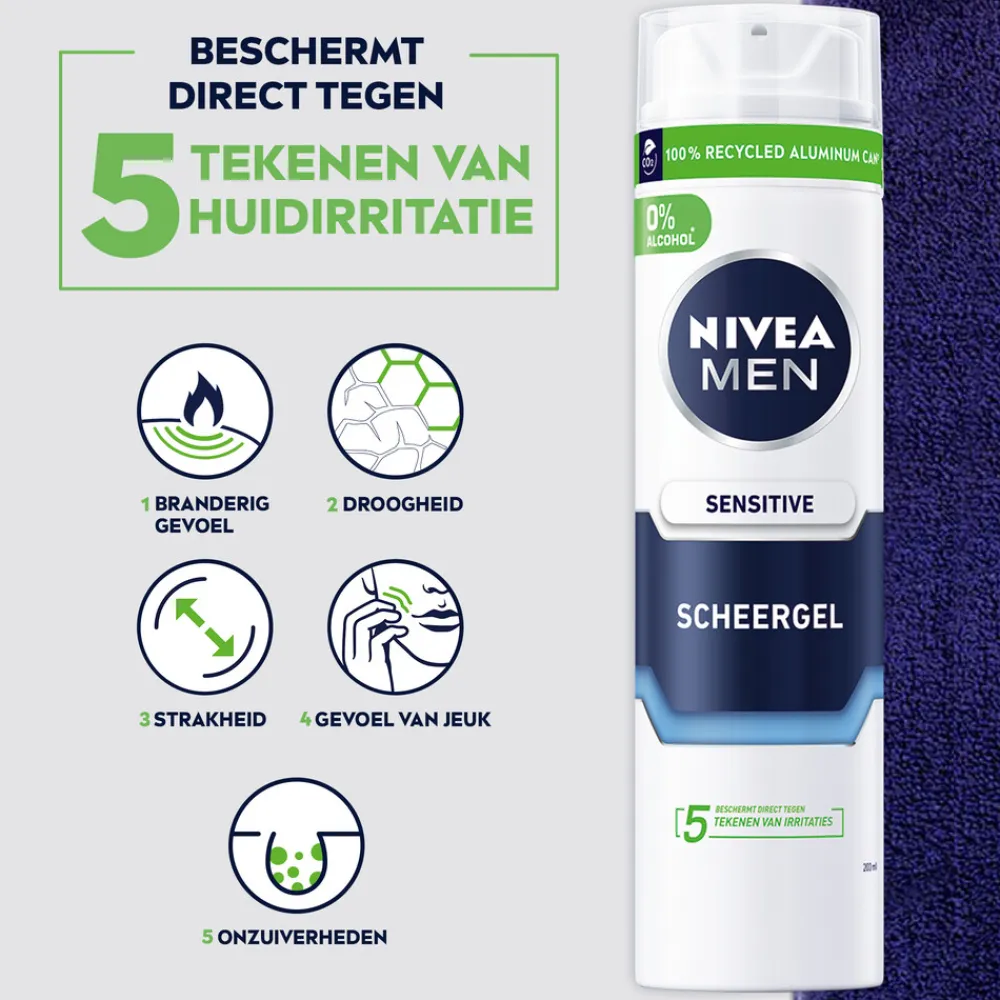 Heren NIVEA Men Scheergel Sensitive 200 ml