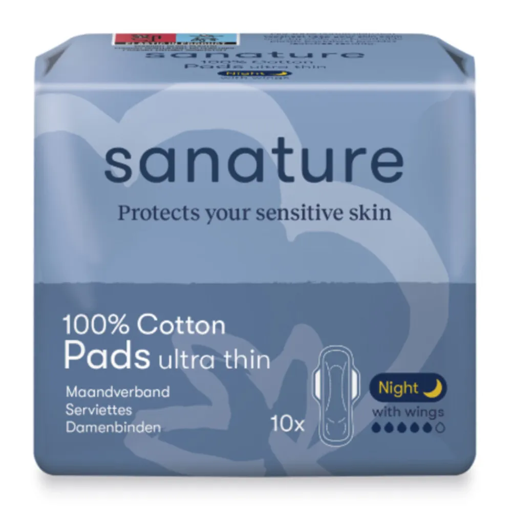 Sanature 100% Katoen Maandverband Ultra Night 10 stuks
