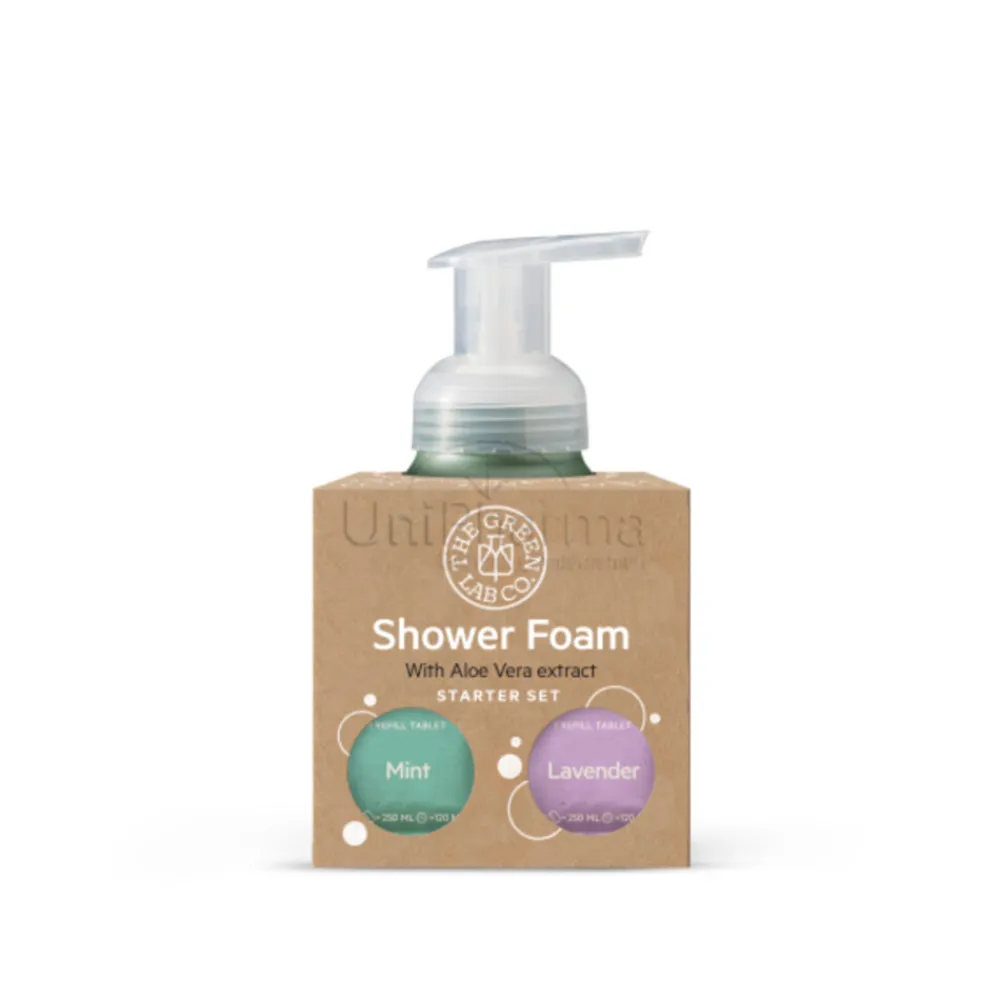 The Green Lab Co Starter Set Doucheschuim Tabletten Lavender & Munt + Terra Forever Bottle