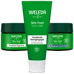 WELEDA Skin Food Routine - Voedende Dagcréme 1 x 40 ml, Voedende Nachtcréme 1 x 40 ml & Reinigingsgel 1 x 75 ml Pakket