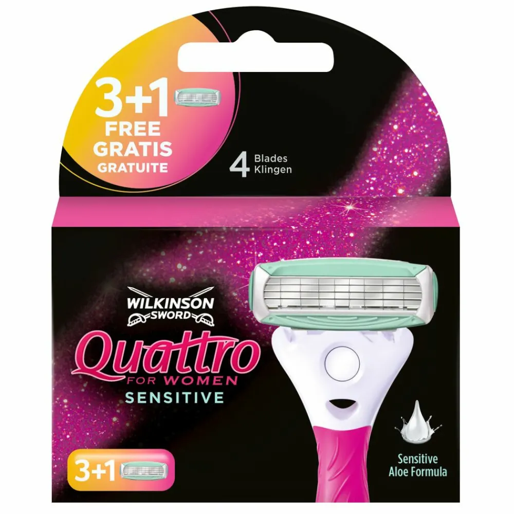 Heren Wilkinson Quattro Sensitive Vrouwen Navulmesjes 4 stuks
