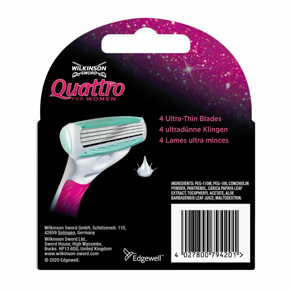 Heren Wilkinson Quattro Sensitive Vrouwen Navulmesjes 4 stuks