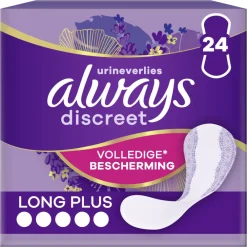 Always 4x Discreet Long+ Inlegkruisjes Urineverlies 24 stuks