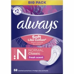 Always 4x Inlegkruisjes Dailies Normal Classic Soft Like Cotton Fresh 58 stuks