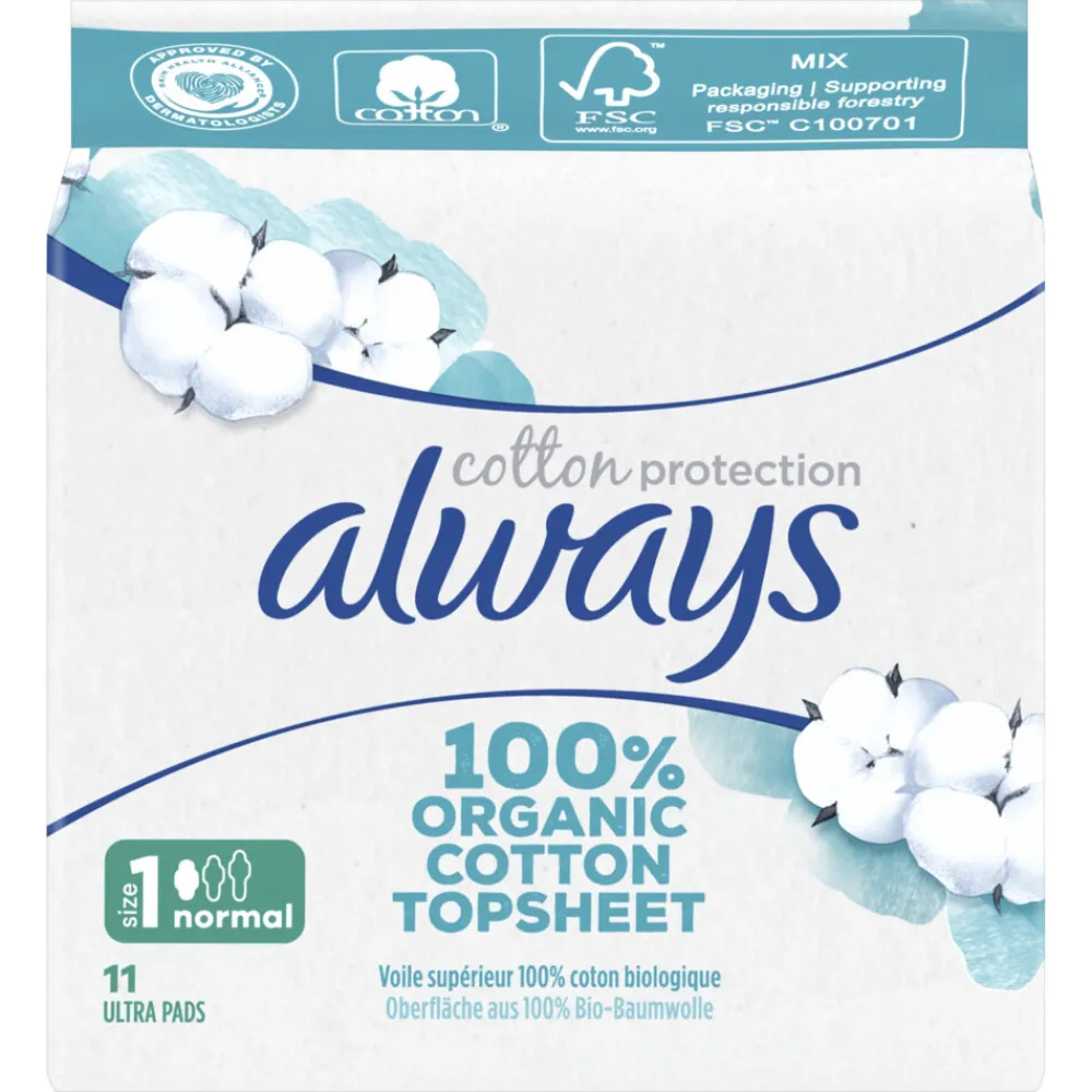 Always 10x Maandverband Bio Cotton Protection Ultra Normal met Vleugels 11 stuks