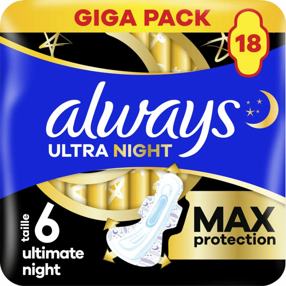 Always 3x Maandverband Ultra Ultimate Night 18 stuks