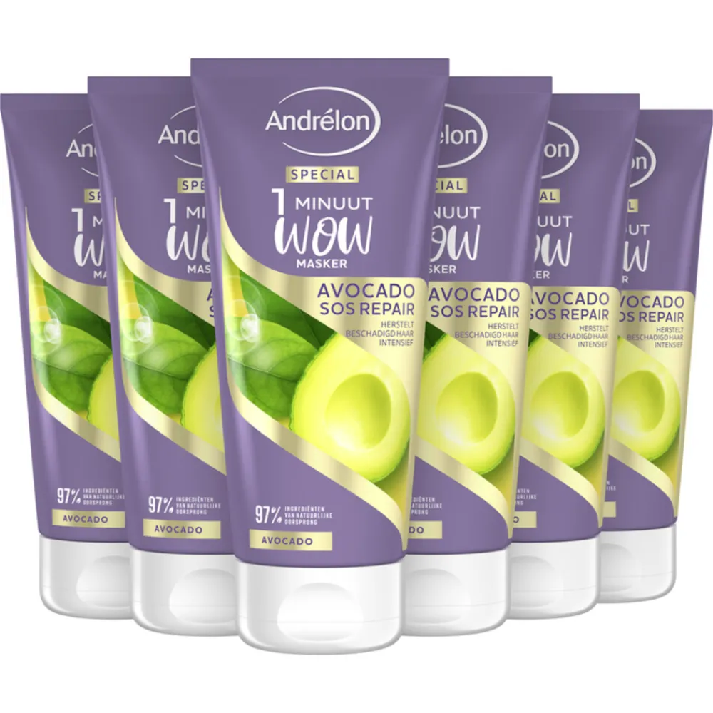 Andrélon 6x 1 Minuut Wow Masker Avocado SOS Repair 180 ml