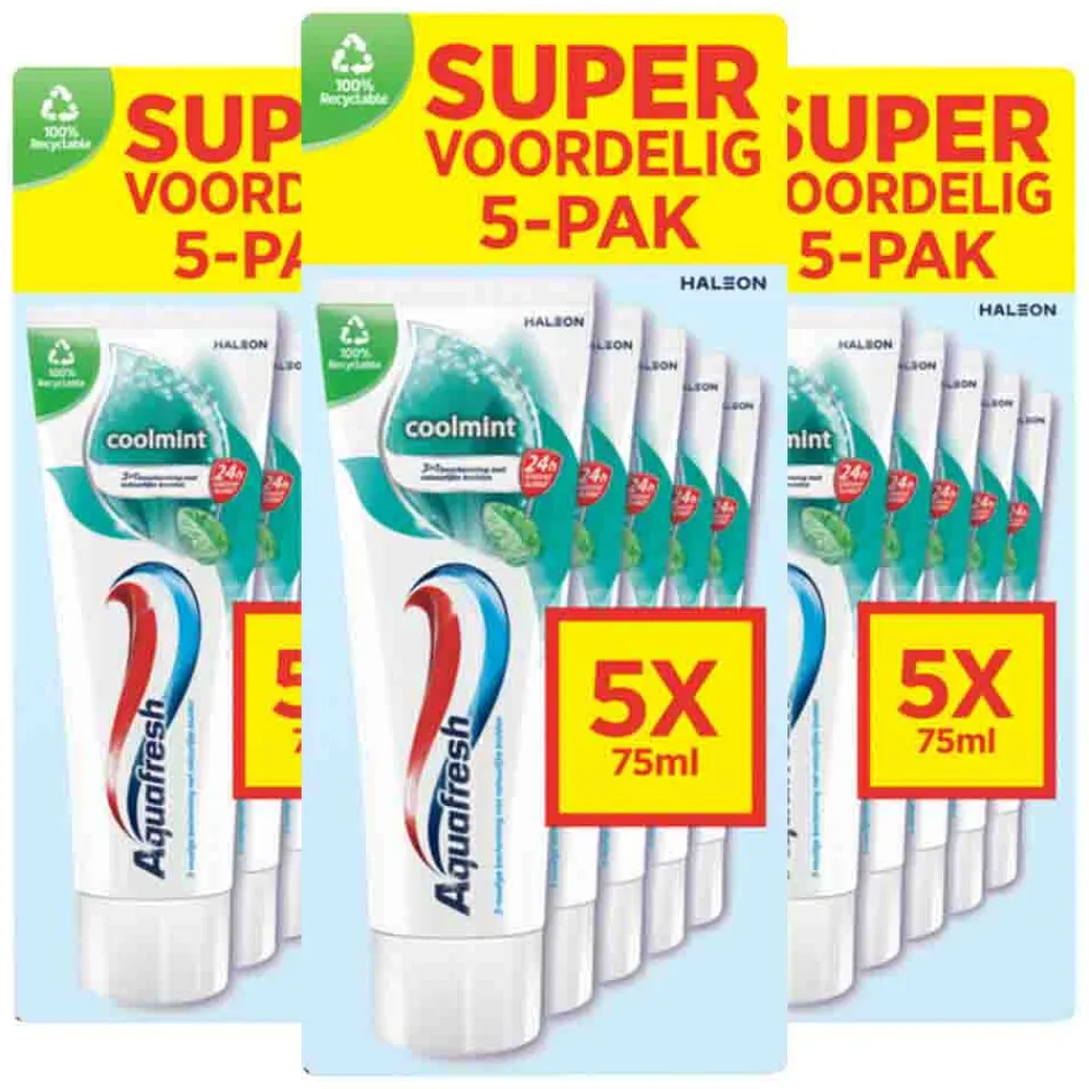 Aquafresh 3x 5-pack Tandpasta Coolmint 5 x 75 ml