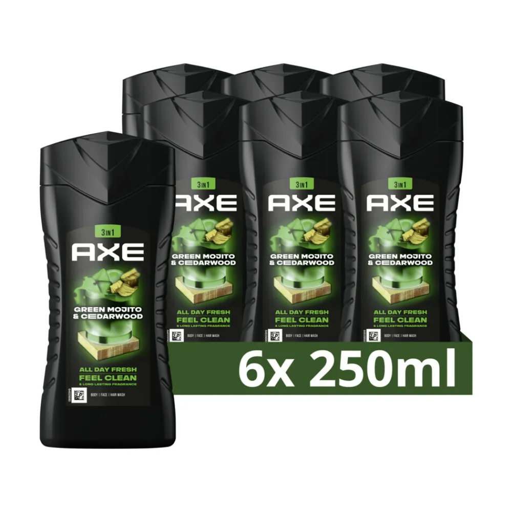 Axe 6x 3-in-1 Douchegel Green Mojito & Cedarwood 250 ml