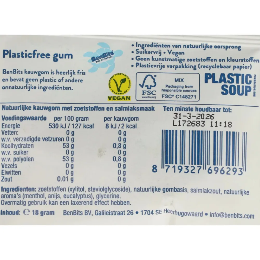 BenBits 4x Salmiak Single Zakje 18 gr
