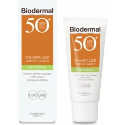 Biodermal 2x Zonnefluïde Gezicht Matterend SPF 50 40 ml
